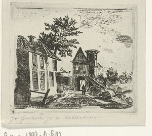 Vue de la ville avec porte - Jacobus van Gorkom jr.