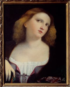 Portrait de femme, peinture sur bois transposée sur toile par Jacopo Palma il Vecchio (1480-1528)