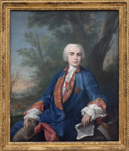 Le soprano castrat Carlo Broschi, dit Farinelli (1705-1782). Le chanteur porte la médaille de l