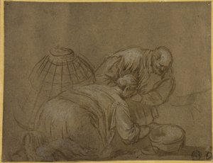 Couple de paysans regardant dans un panier - Jacopo Bassano