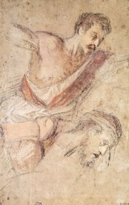 Études pour une flagellation : Un homme fouettant et la tête du Christ - Jacopo Bassano