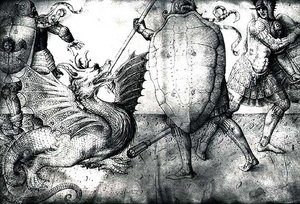 Guerriers combattant un dragon, c.1450 - Jacopo Bellini