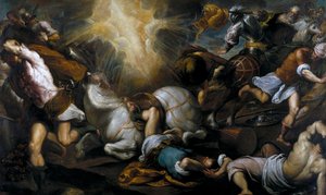 La conversion de saint Paul sur la route de Damas - Peinture de Jacopo Palma le jeune - Jacopo Il Giovane Palma