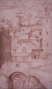 Vue du monastère de La Verna, porte d