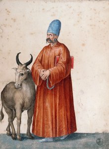 Homme turc avec chèvre, dessin de Jacopo Ligozzi (1547-1627)