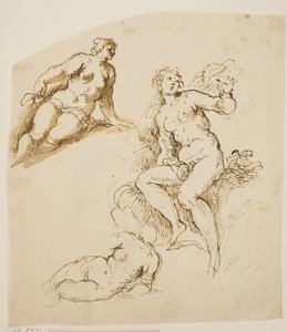 Études pour une femme assise et deux femmes prosternées - Jacopo Palma