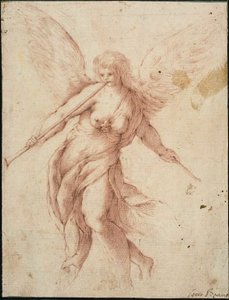 La renommée soufflant dans une trompette - Jacopo Palma il Giovane