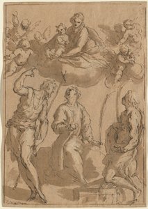 Madone et enfant en gloire avec les saints Jean-Baptiste, Étienne et Laurent - Jacopo Palma il Giovane