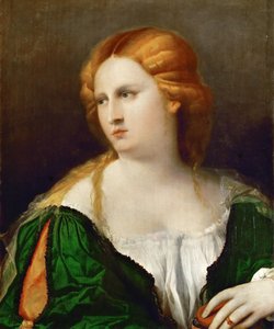 Jeune femme en robe verte, une boîte à la main, ca 1514