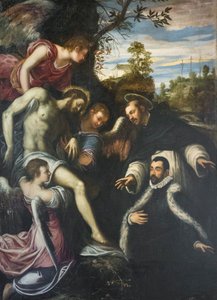 Christ mort soutenu par trois anges, saint Dominique et donateur - Jacopo Robusti Tintoretto