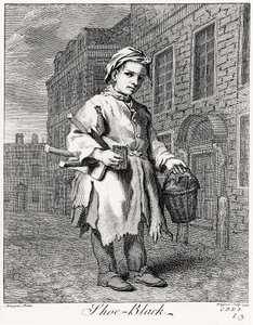 Le cireur de chaussures, gravé par Wagner, 1739 - Jacopo after Amiconi
