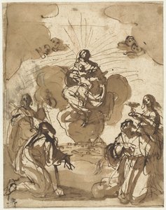 Quatre saints adorant Marie - Jacopo da Empoli