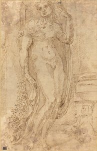Figure allégorique avec un chat et un cochon - Jacopo di Giovanni