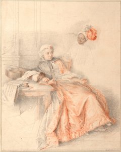 Jeune dame lisant et un page - Jacques André Portail
