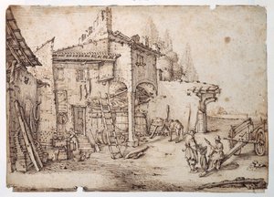 Une cour de ferme italienne - Jacques (after) Callot