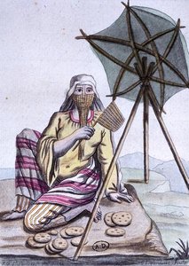 Femme arabe du désert vendant du pain, de 