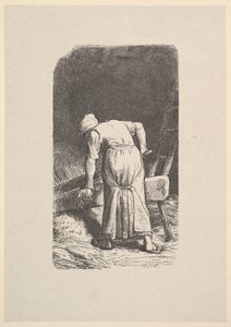 Femme coupant du blé