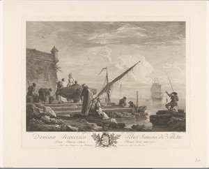 Figures sur une rive de rivière au Levant