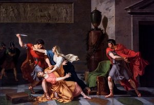 Geta meurt dans les bras de sa mère, assassiné sur ordre de son frère Caracalla - Jacques Augustin Catherine Pajou