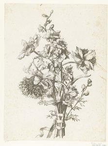 Bouquet avec des anémones, une jacinthe et des delphiniums - Jacques Bailly (I)