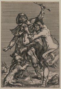 Deux mendiants se battant