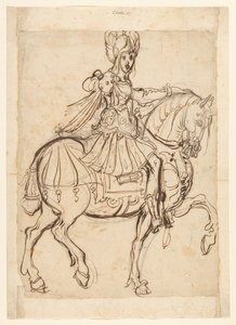 Chef militaire à cheval, allant vers la droite - Jacques Bellange