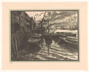 Canots sur la Tamise à Londres - Jacques Beltrand (signed by artist)