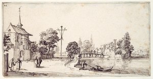 Une route le long de la rive du fleuve - Jacques Callot