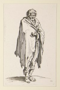 Mendiant à tête découverte et pieds nus, de Les Mendiants - Jacques Callot