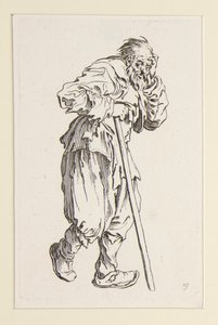 Mendiant appuyé sur un bâton, des Mendiants (Le gueux appuyé sur un bâton) - Jacques Callot