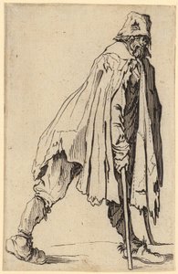 Mendiant avec béquilles et chapeau, feuille 4 de la série « Les Mendiants » - Jacques Callot