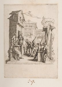 Christ devant Caïphe, no. 7 de 11 de La Petite Passion - Jacques Callot