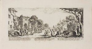Soldats mourants au bord de la route, planche seize de Les Misères de la Guerre - Jacques Callot