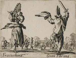 Fracischina - Gian Farina, planche 17 des Balli di Sfessania - Jacques Callot