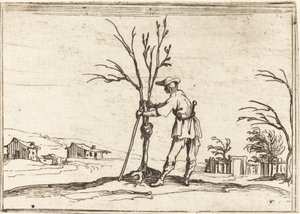 Jardinier Élaguant un Arbre - Jacques Callot