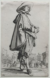 La Noblesse : Gentilhomme debout de profil avec les mains jointes - Jacques Callot