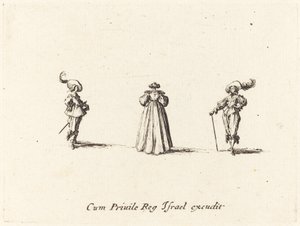 Dame vue de dos, et deux messieurs