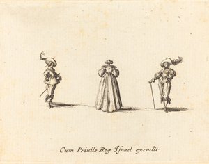 Dame vue de dos, et deux messieurs, probablement 1634