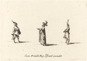 Dame au chapeau à plumes, et deux gentilshommes, probablement 1634 - Jacques Callot