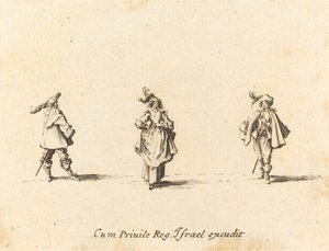 Dame avec des plumes, et deux messieurs