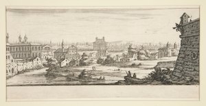 Paysage avec grands bâtiments imposants