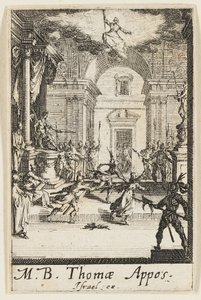 Martyre de saint Thomas, planche six des Martyres des Apôtres