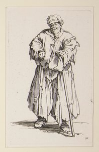 Homme obèse aux yeux baissés, des Mendiants - Jacques Callot