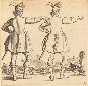 Officier avec Plumes dans le Chapeau, Vu de Dos - Jacques Callot