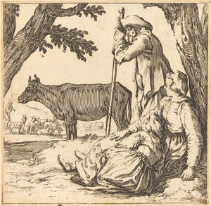 Couple de Paysans avec Vache - Jacques Callot