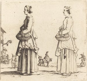 Paysanne avec Panier, de Profil, Face à Gauche