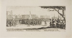 Recrutement des troupes, planche deux de Les Misères de la guerre - Jacques Callot