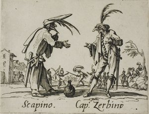 Scapino - Capitaine Zerbino, planche 12 des Balli di Sfessania - Jacques Callot