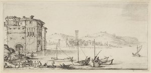 Navires en chargement, de la série Diverse Vedute Designate in Fiorenza (Divers paysages dessinés à Florence) - Jacques Callot