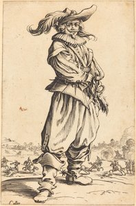 Soldat avec chapeau à plumes - Jacques Callot